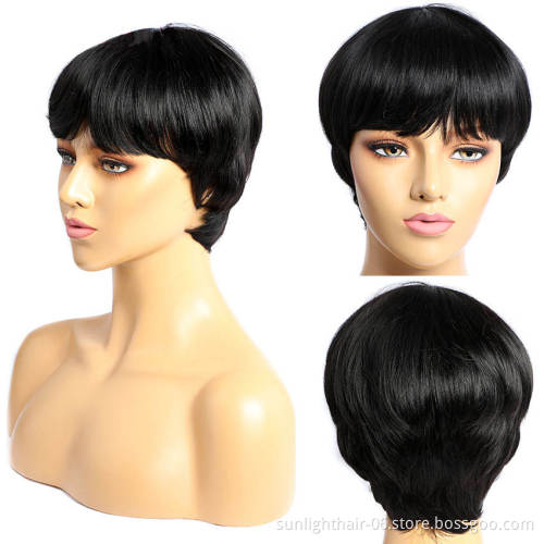 2020 Sunlight prix en gros pixie Coiffure Afro perruque en cheveux courts naturels brazilian BOB machine perruque  bon marche